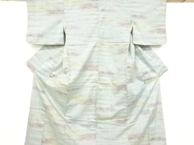 JAPANESE KIMONO / ANTIQUE KIMONO / SILK / FUSHI TSUMUGI / WOVEN WAVY STRIPE